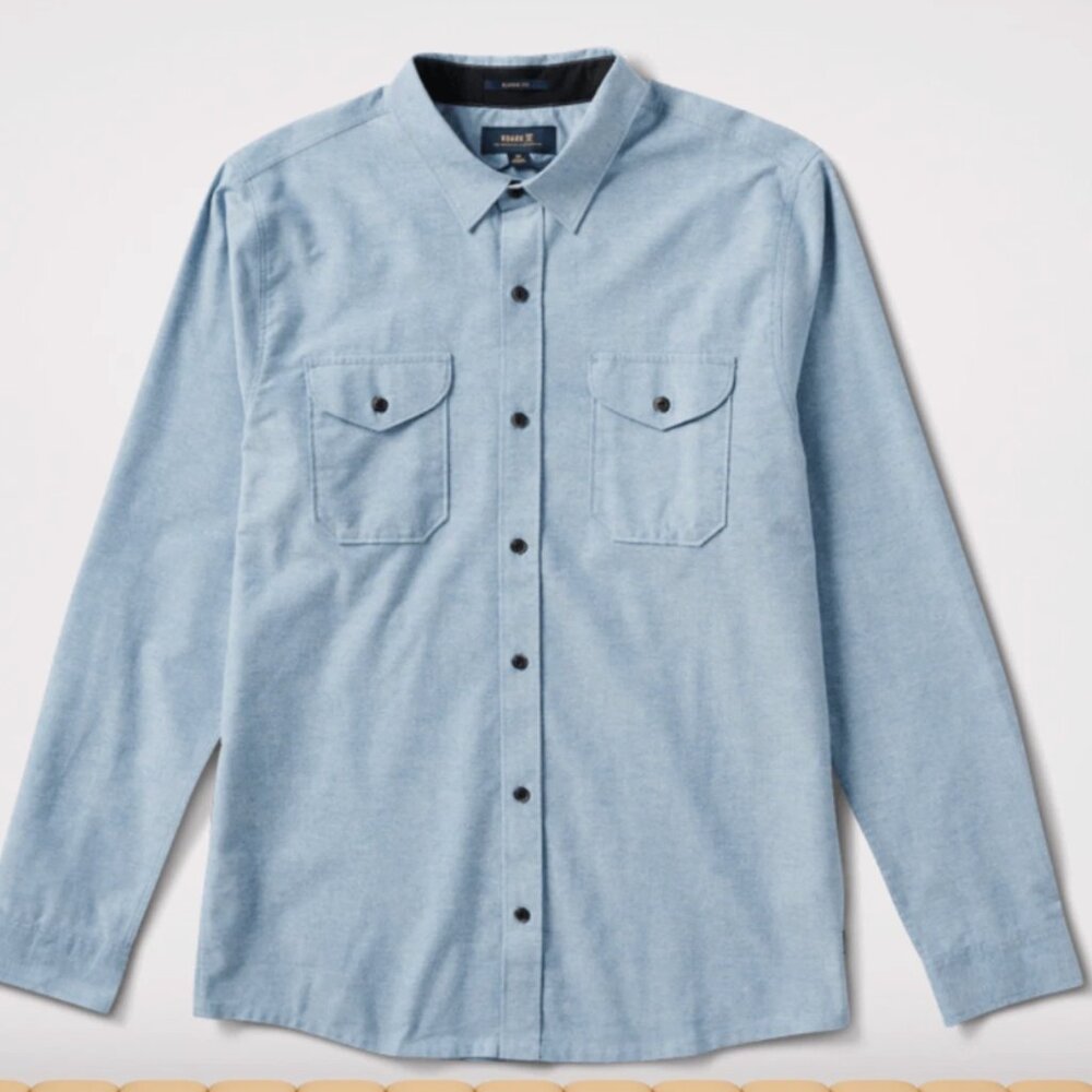 Roark Well Worn Long Sleeve Organic Oxford Shirt - Size Large